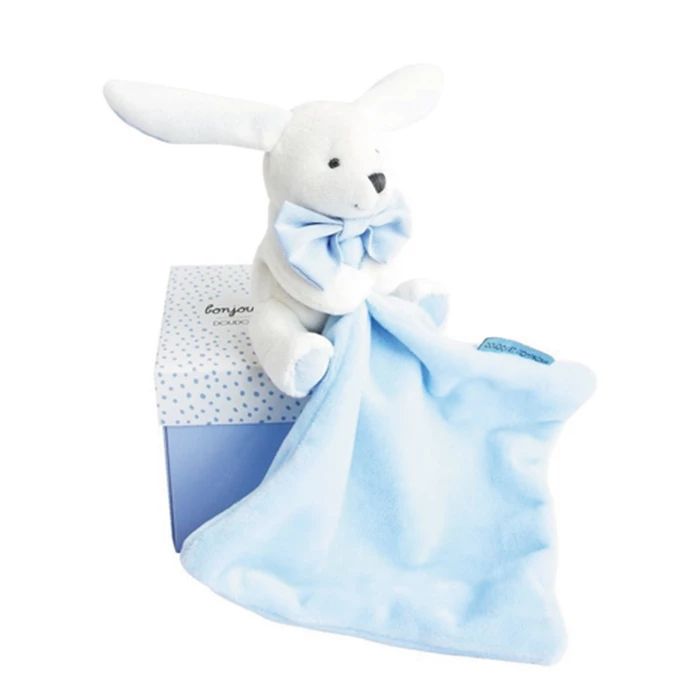 Doudou lapin avec doudou, bleu ciel 10cm