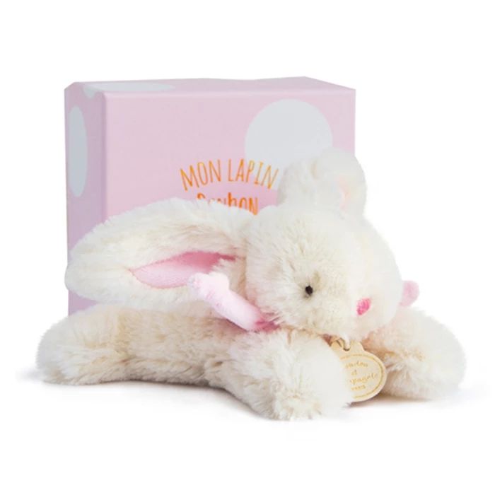 Doudou bonbon lapin, rose 16cm