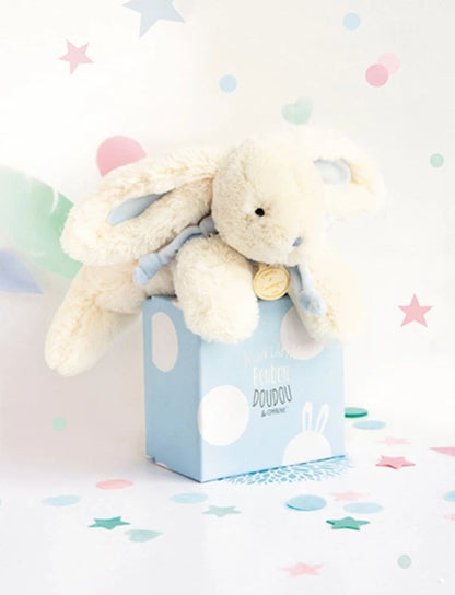 Doudou lapin bonbon, bleu 25cm