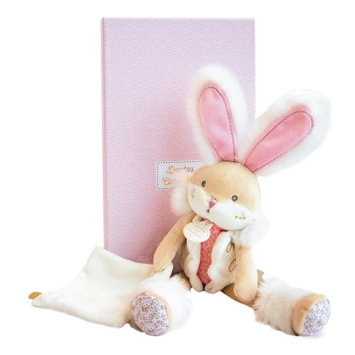 Doudou rabbit with comforter, pink