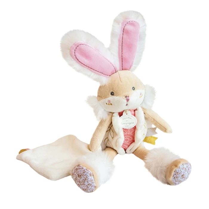 Doudou rabbit with comforter, pink