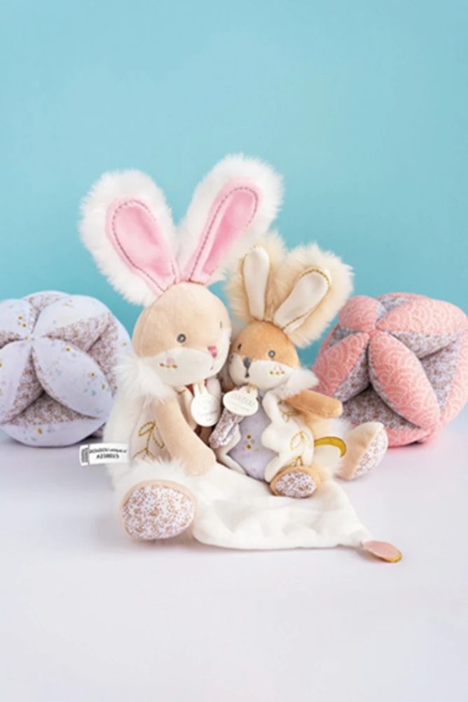 Doudou rabbit with comforter, pink