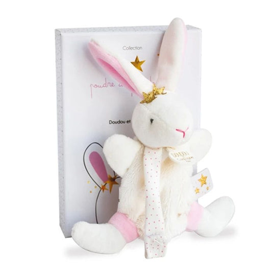 Doudou doudou lapin étoile avec chaîne tétine 15cm