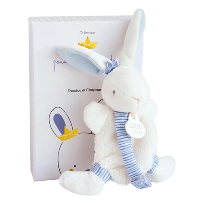 Doudou doudou lapin marin avec attache tétine