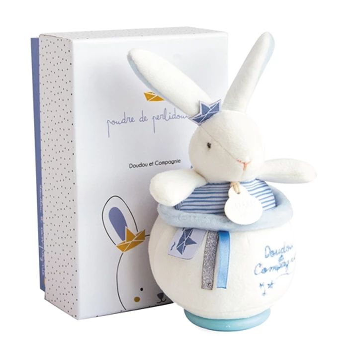 Doudou boîte à musique musicale lapin marin 14cm