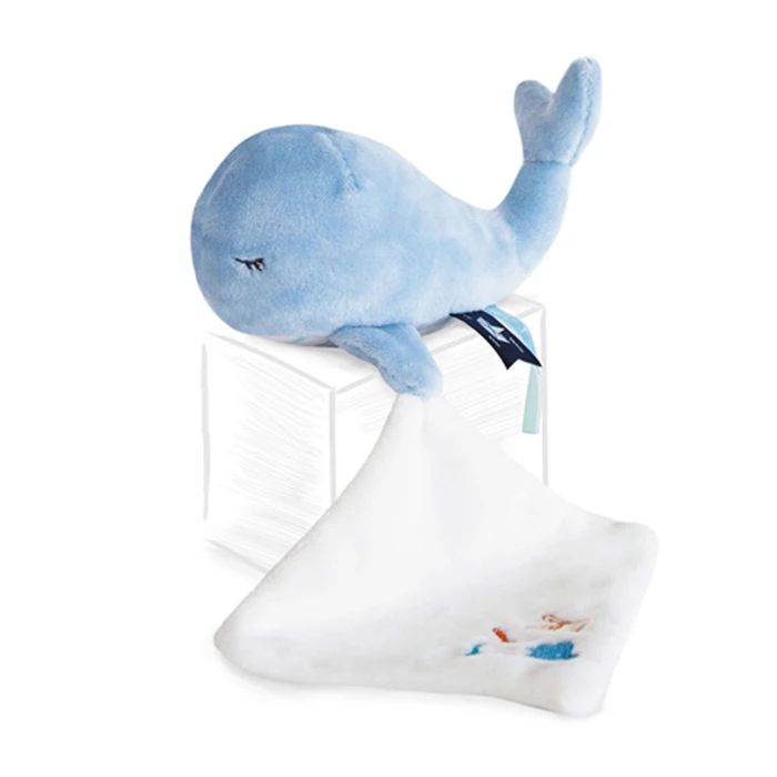 Doudou Wal mit Schmusetuch, blau 15cm