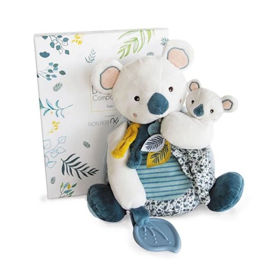 Doudou koala avec bébé et anneau de dentition 25cm