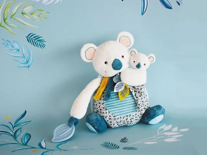 Doudou Koala with baby and teething ring 25cm