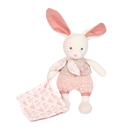 Doudou Bio Hase mit Schmusetuch, rosa 22cm