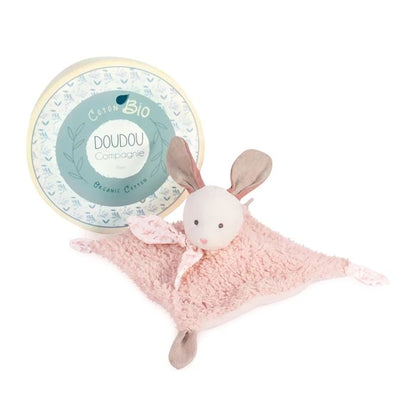 Doudou doudou lapin bio, rose 25cm