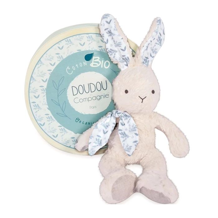 Doudou lapin bio, blanc 25cm