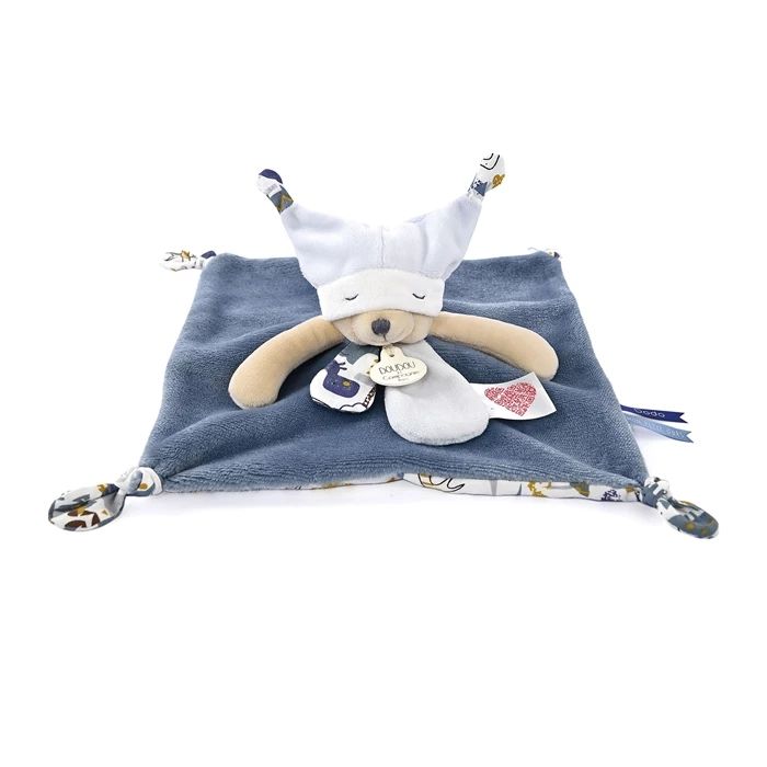 Doudou doudou ours jour &amp; nuit, bleu 25cm