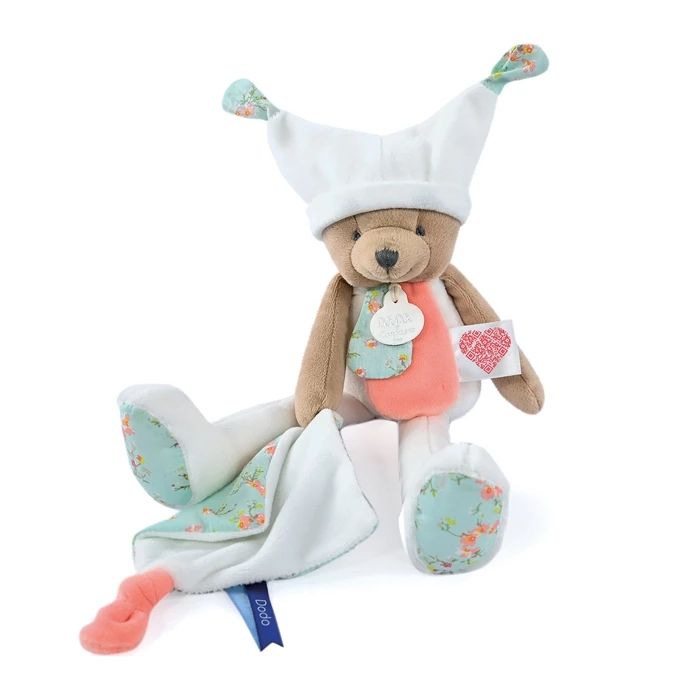 Doudou ours suspendu avec doudou jour &amp; nuit, blanc 35cm