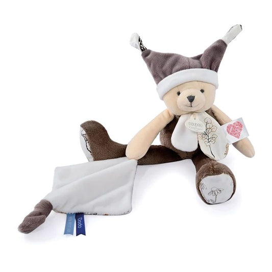 Doudou dangling bear with comforter day&amp;night, taupe 35cm
