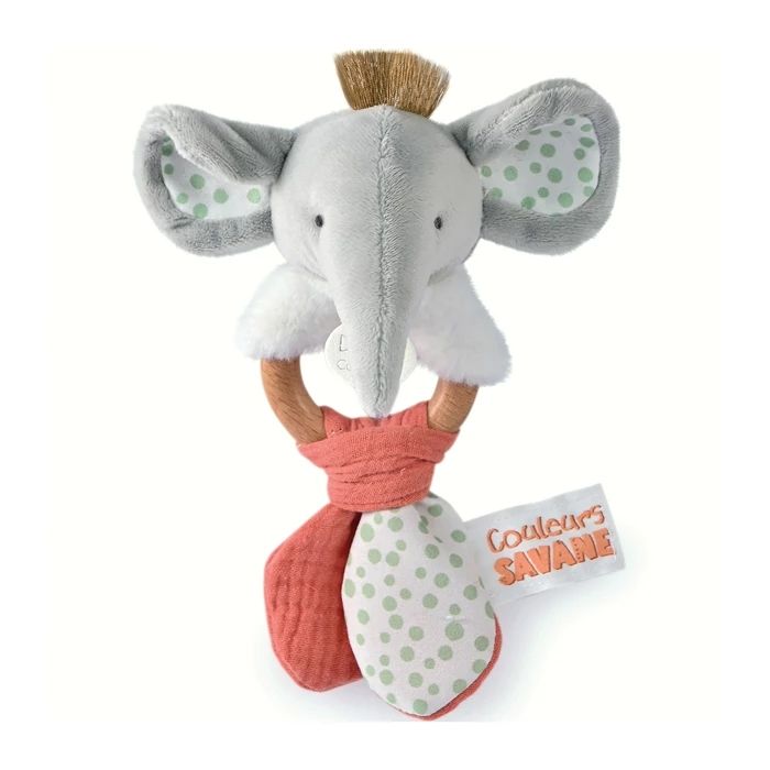 Doudou hochet éléphant 15cm