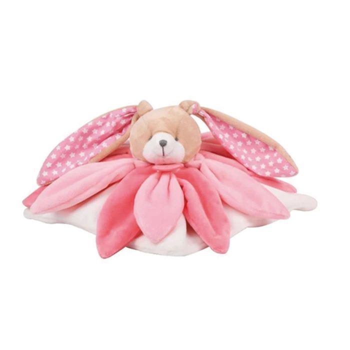 Doudou doudou lapin fleur, rose 28cm