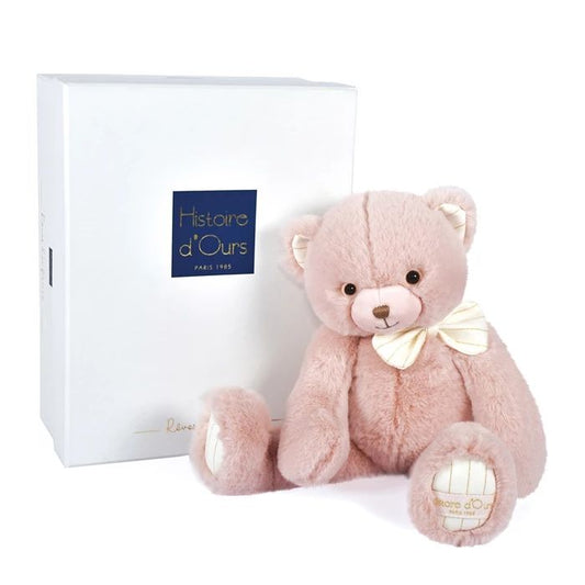 Doudou ours Preppy Chic, rose 30cm