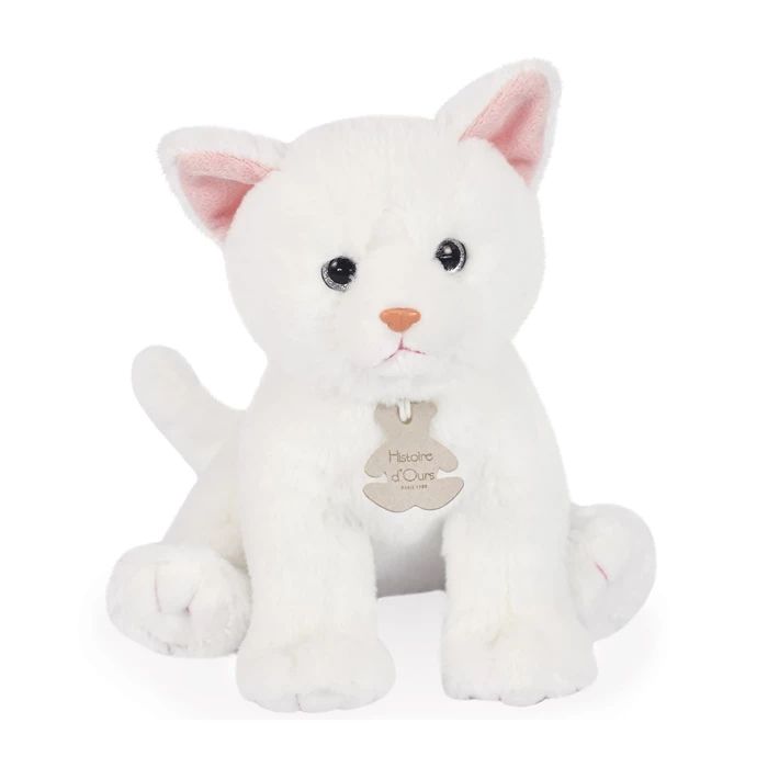 Doudou bébé chat, blanc 18cm