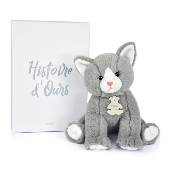 Doudou bébé chat, gris 18cm