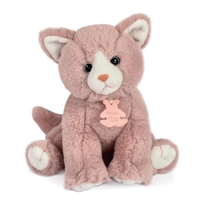 Doudou bébé chat, rose 18cm