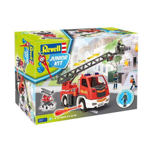 Spielzeugauto Bausatz Junior Kit Feuerwehr mit Drehleiter und Figur, 1:20