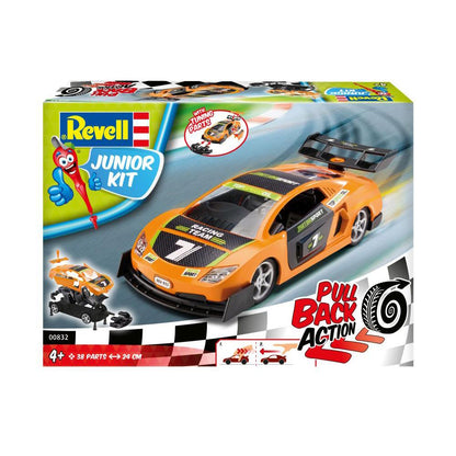 Spielzeugauto Bausatz Junior Kit Pull Back Racing Car  orange, 1:20