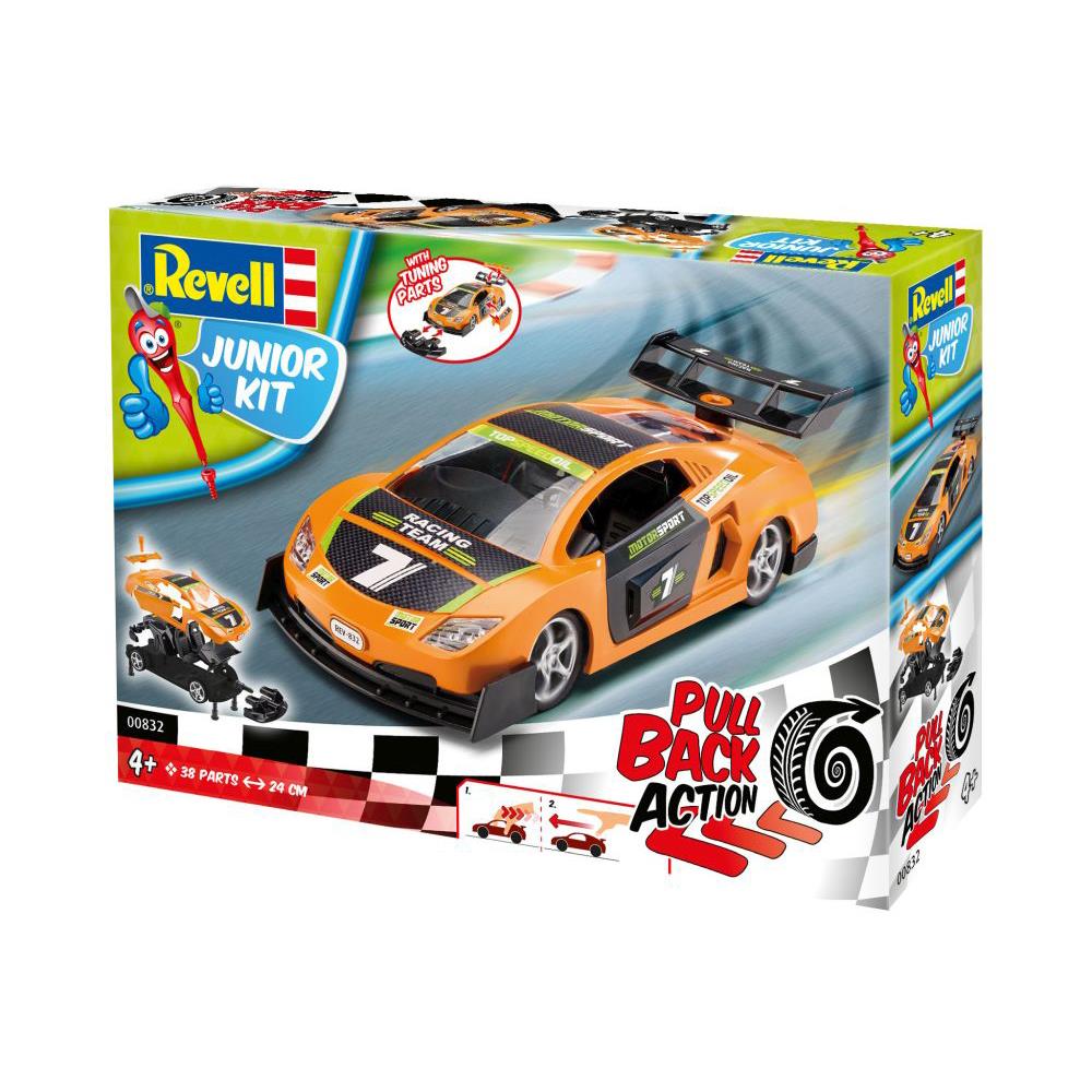 Spielzeugauto Bausatz Junior Kit Pull Back Racing Car  orange, 1:20