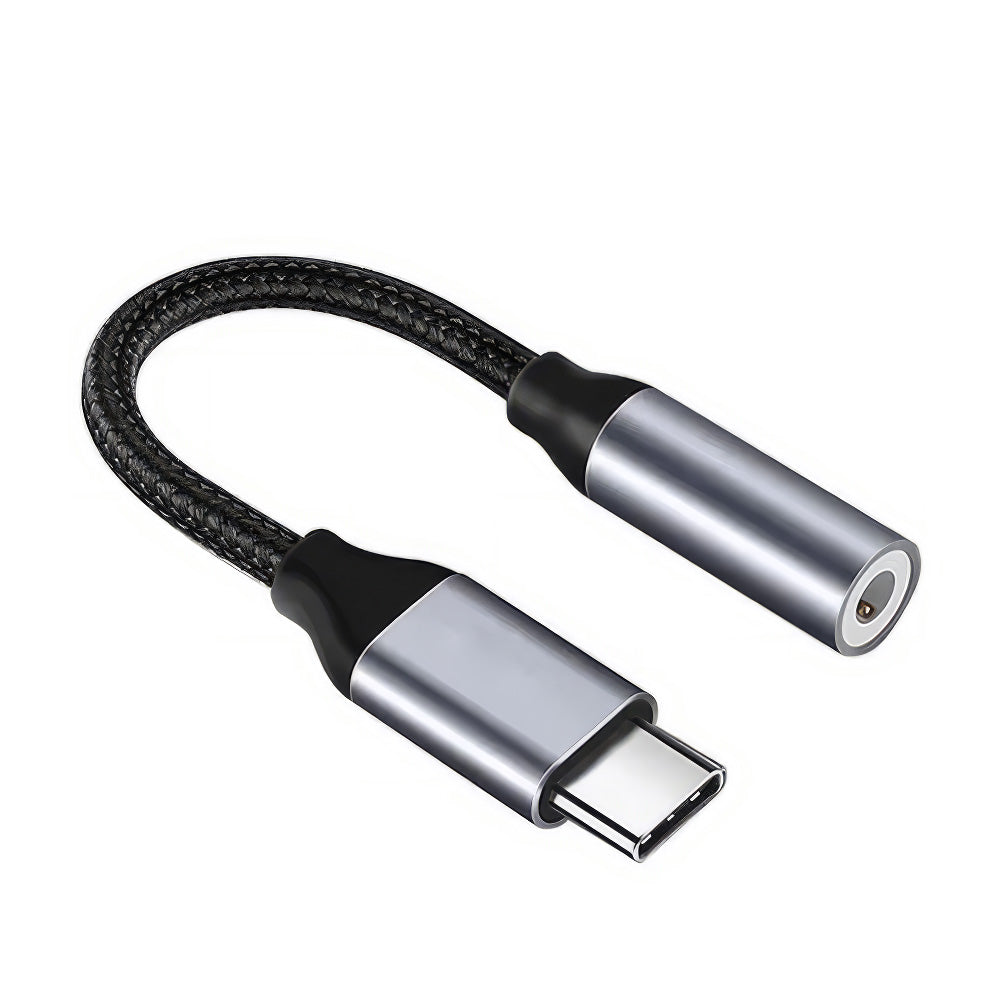 USB-C zu 3.5 mm Klinke AUX, Adapter, Grau-Schwarz