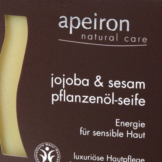 Apeiron vegetable oil soap sesame &amp; jojoba, 100 g