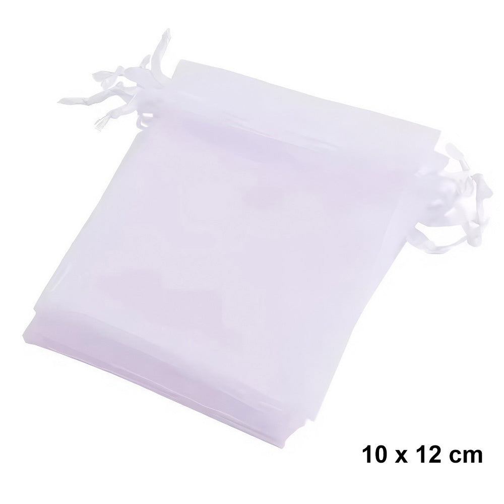 Organzabeutel 10 Stück, weiss, 10x12 cm