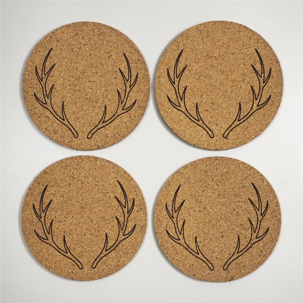Kork-Untersetzer mit Gravur, Edition Waldgeflüster, 4er-Set