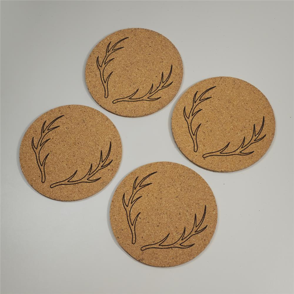 Kork-Untersetzer mit Gravur, Edition Waldgeflüster, 4er-Set