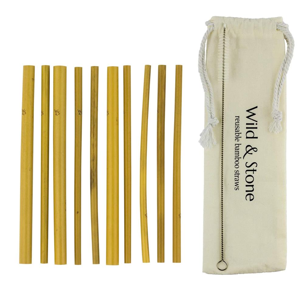 Bamboo drinking straws, reusable, pack of 10