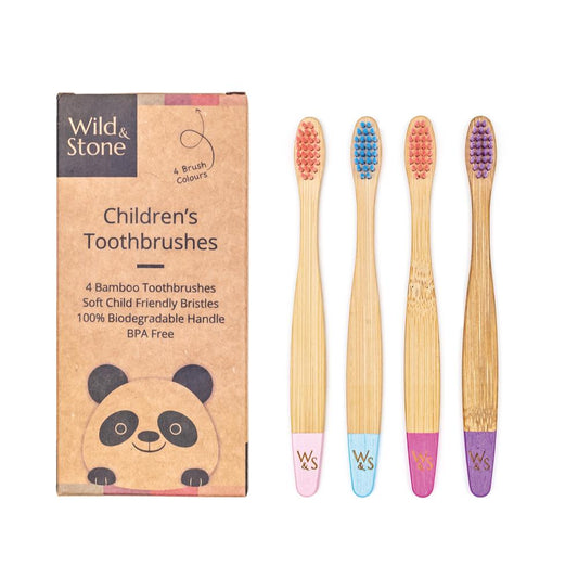 Brosses à dents en bambou pour enfants Wild &amp; Stone, douces, bonbons, paquet de 4