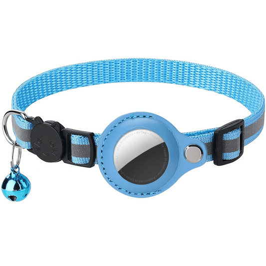 AirTag Halsband Nylon mit Reflektor, blau