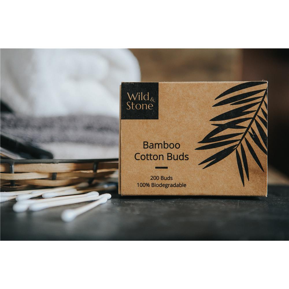 Wild & Stone Bambus Wattestäbchen, biologisch abbaubar & vegan, 200er Pack