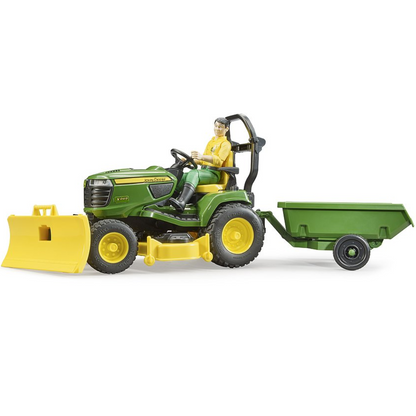 Bruder bworld John Deere Rasentraktor mit Anhänger & Gärtner