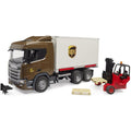 Bruder Scania Super 560R UPS Logistik-LWK & Mitnahmestapler – Produktbild 1