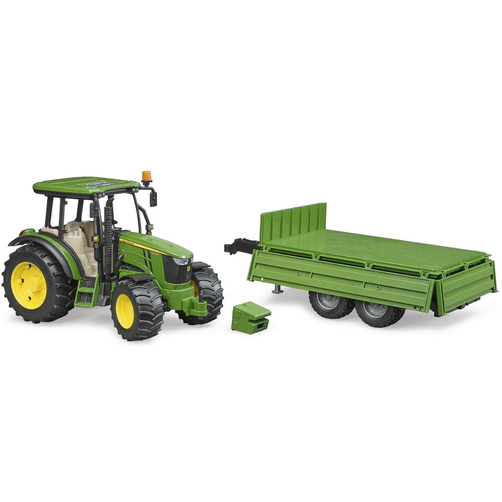 Bruder John Deere 5115 M with side wall trailer