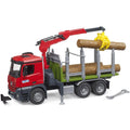 Bruder Mercedes Benz Arocs Holztransport-LKW mit Ladekran, Greifer & Baumstämmen – Produktbild 1
