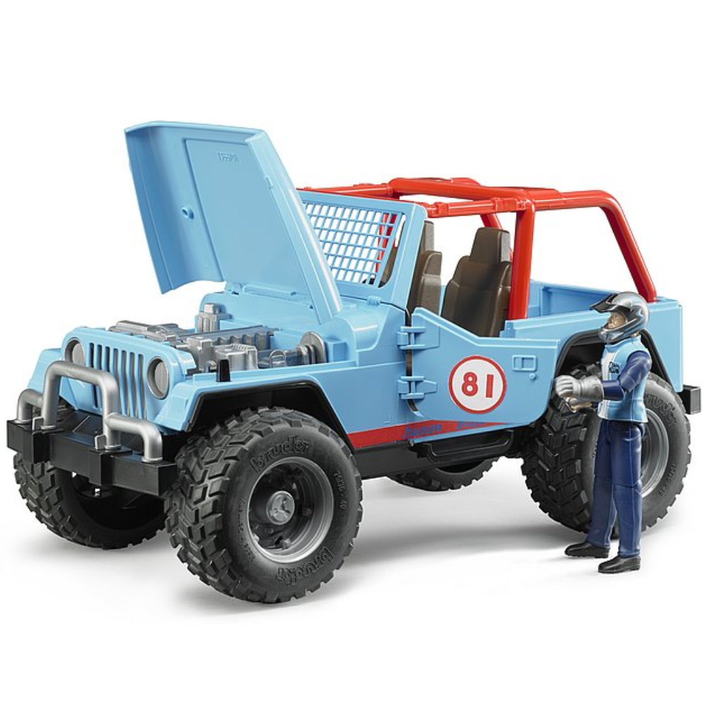 Bruder Jeep Cross Country Racer blau mit Rennfahrer