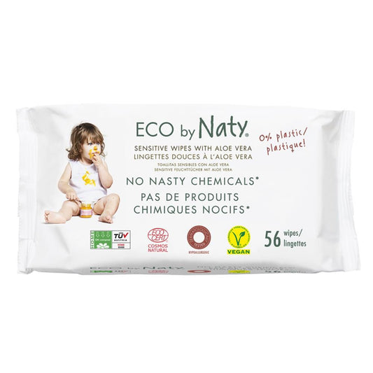 Lingettes humides Eco by Naty Sensitive Aloe, 56 pièces.