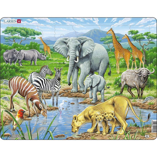 Larsen Puzzle Savane africaine, 65 pièces