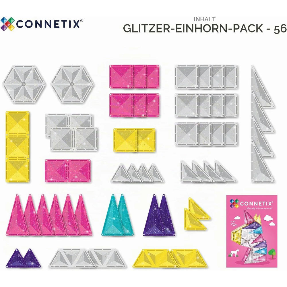 Glitzer Einhorn Packung, 56-teilig