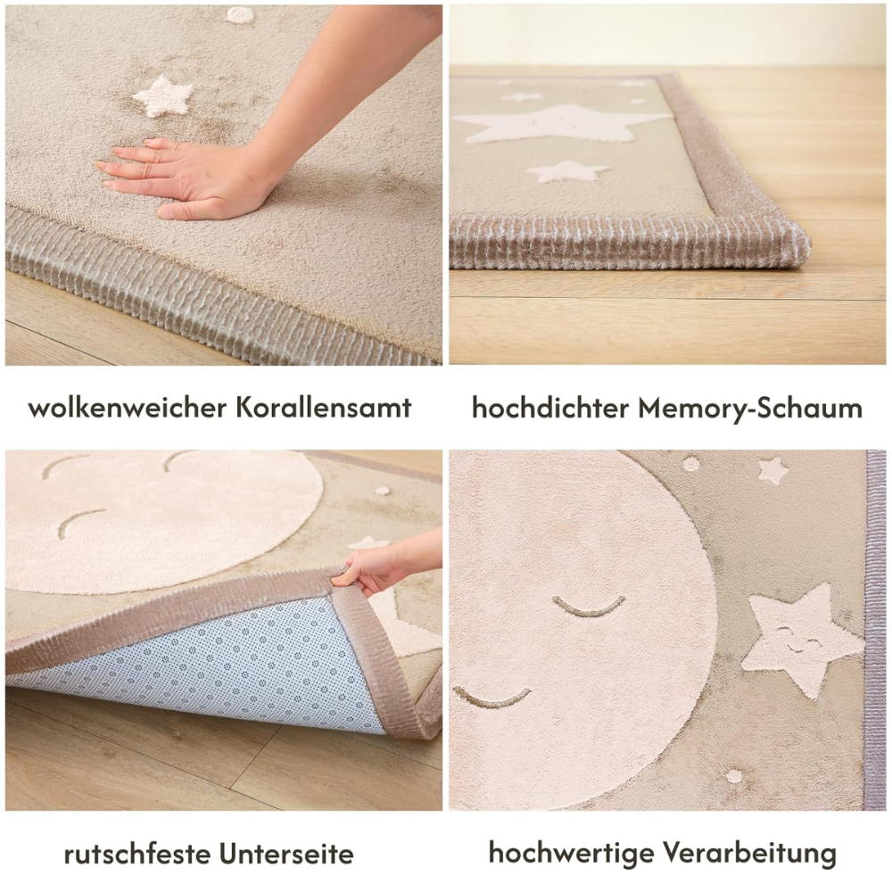 Hakuna Matte Samtmatte, 3D Wolke Spielmatte, 2  x 1.5 m, Moon & Stars
