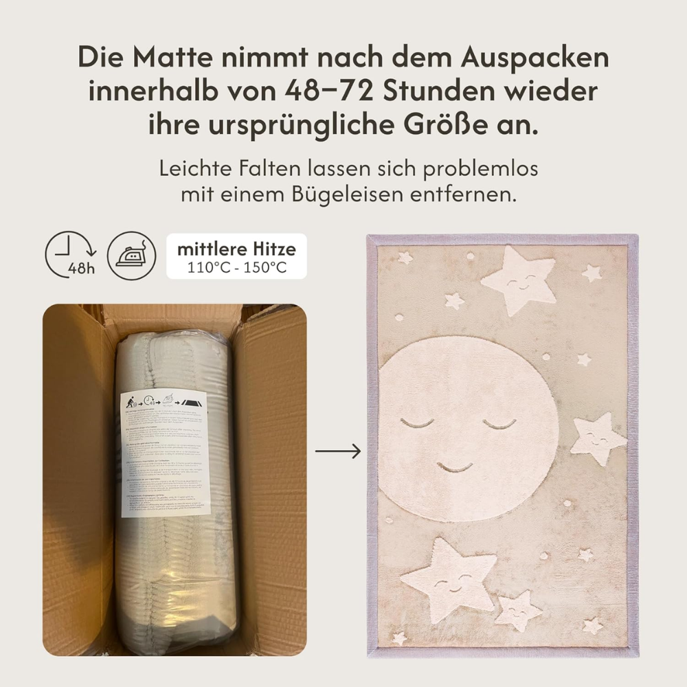 Hakuna Matte Samtmatte, 3D Wolke Spielmatte, 2  x 1.5 m, Moon & Stars