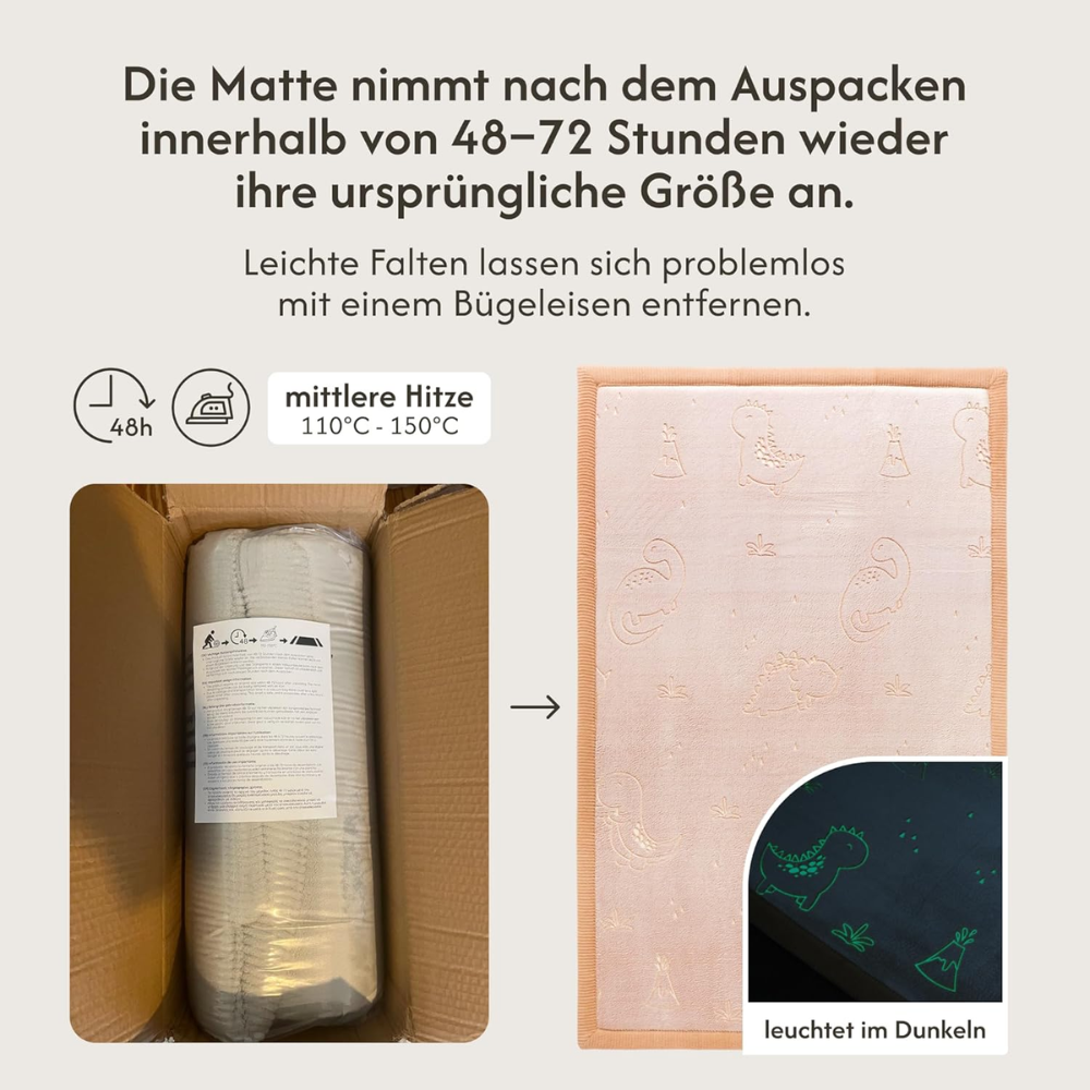Hakuna Matte Samtmatte, Glow in the Dark Wolke Spielmatte 1.7 x 1.2 m, Dinosaurs