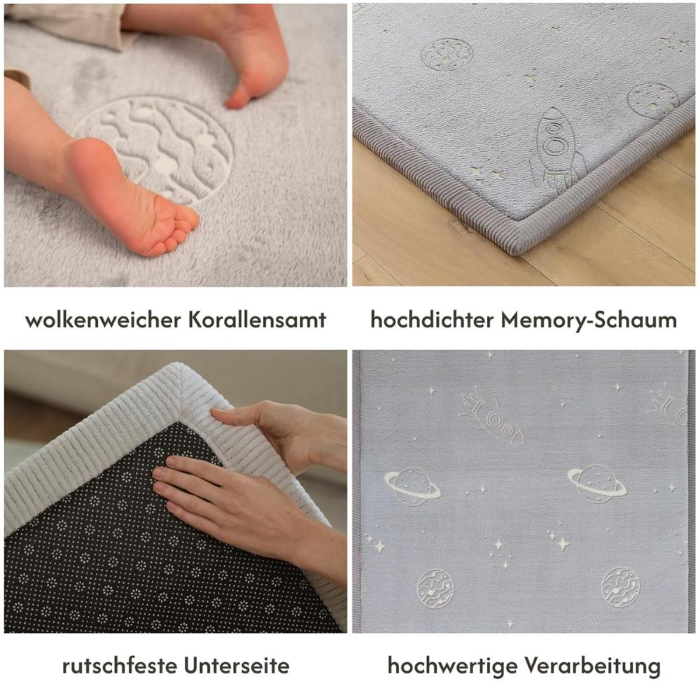 Hakuna Matte Samtmatte, Glow in the Dark Wolke Spielmatte 1.7 x 1.2 m, Planets