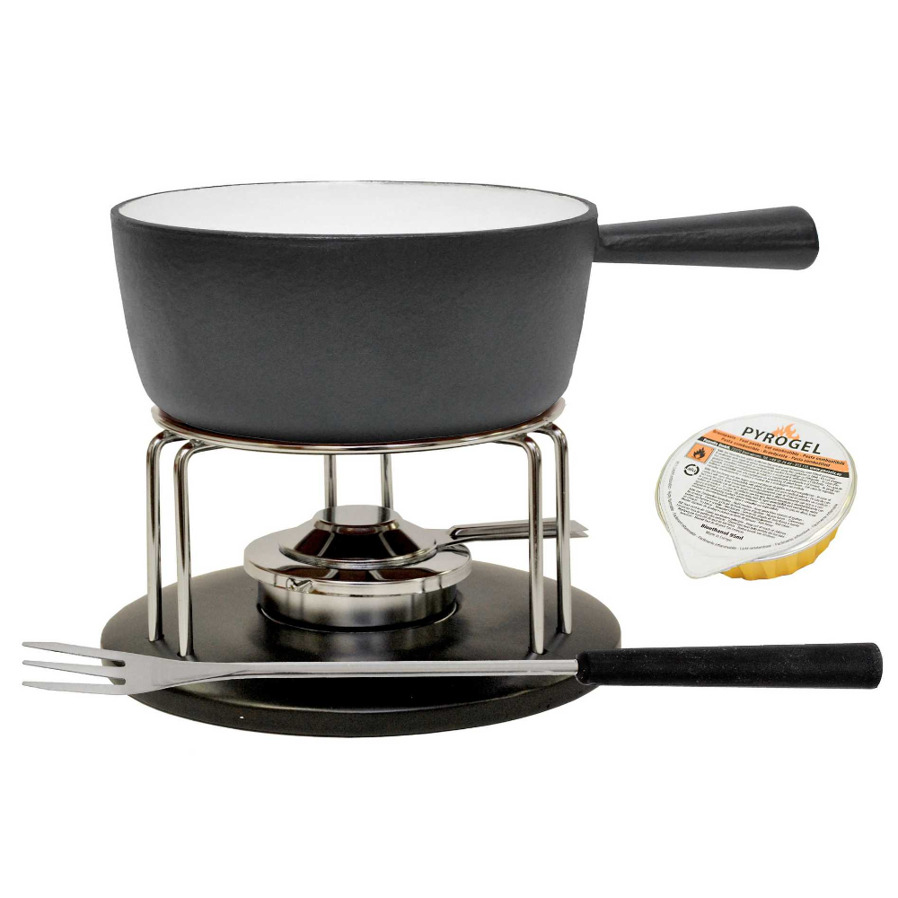 Fondue-Set schwarz 9 Teile in Geschenkverpackung