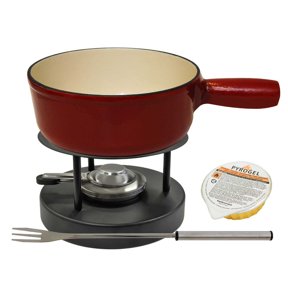 Fondue-Set rot 9-teilig